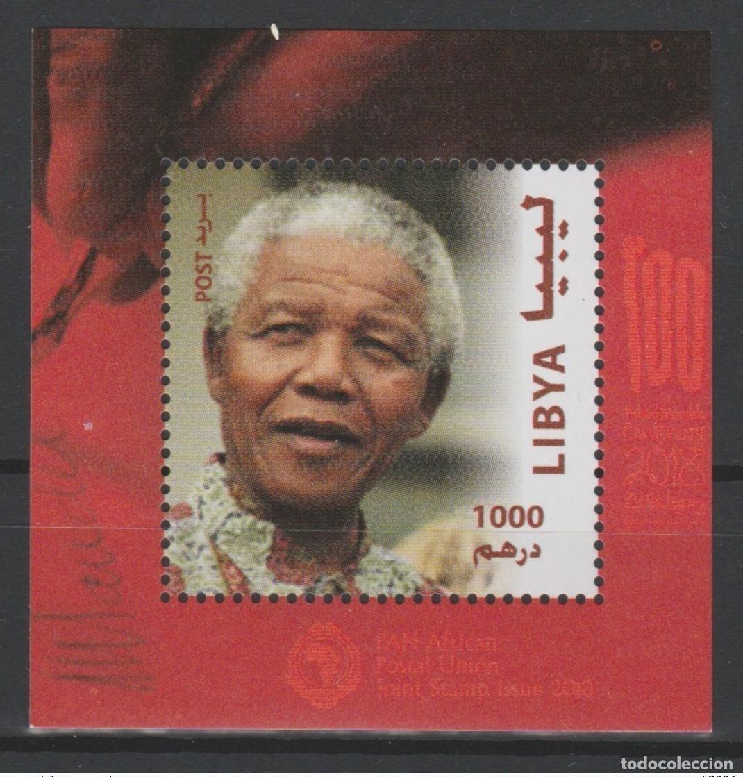 Sellos: Libia 2018 Mi.? Edici&oacute;n conjunta S/S El correo panafricano Nelson Mandela cumple 100 a&ntilde;os