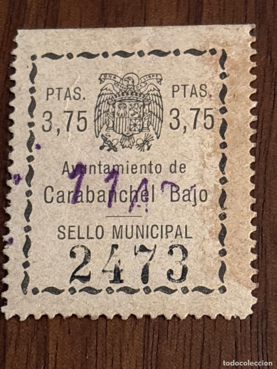 Stamps: Sello municipal Ayuntamiento de Carabanchel Bajo 3,75 ptas &mdash; &eacute;poca franquista &mdash; Madrid