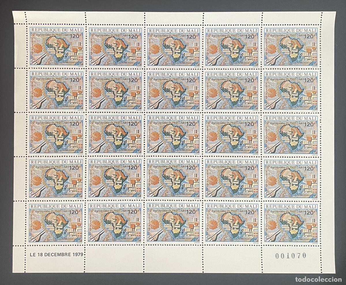 Sellos: Mali 1979 YT PA 373 bloque 20 aniversario ASECNA mapa &Aacute;frica aviaci&oacute;n