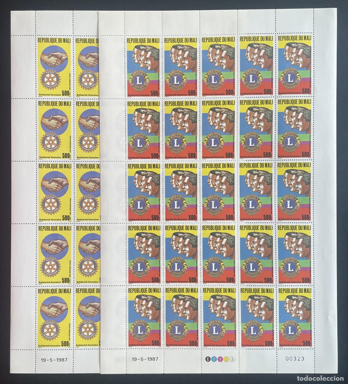 Briefmarken: Mali 1987 YT PA 529-530 tabl&oacute;n Rotary Lions Club solidaridad humana