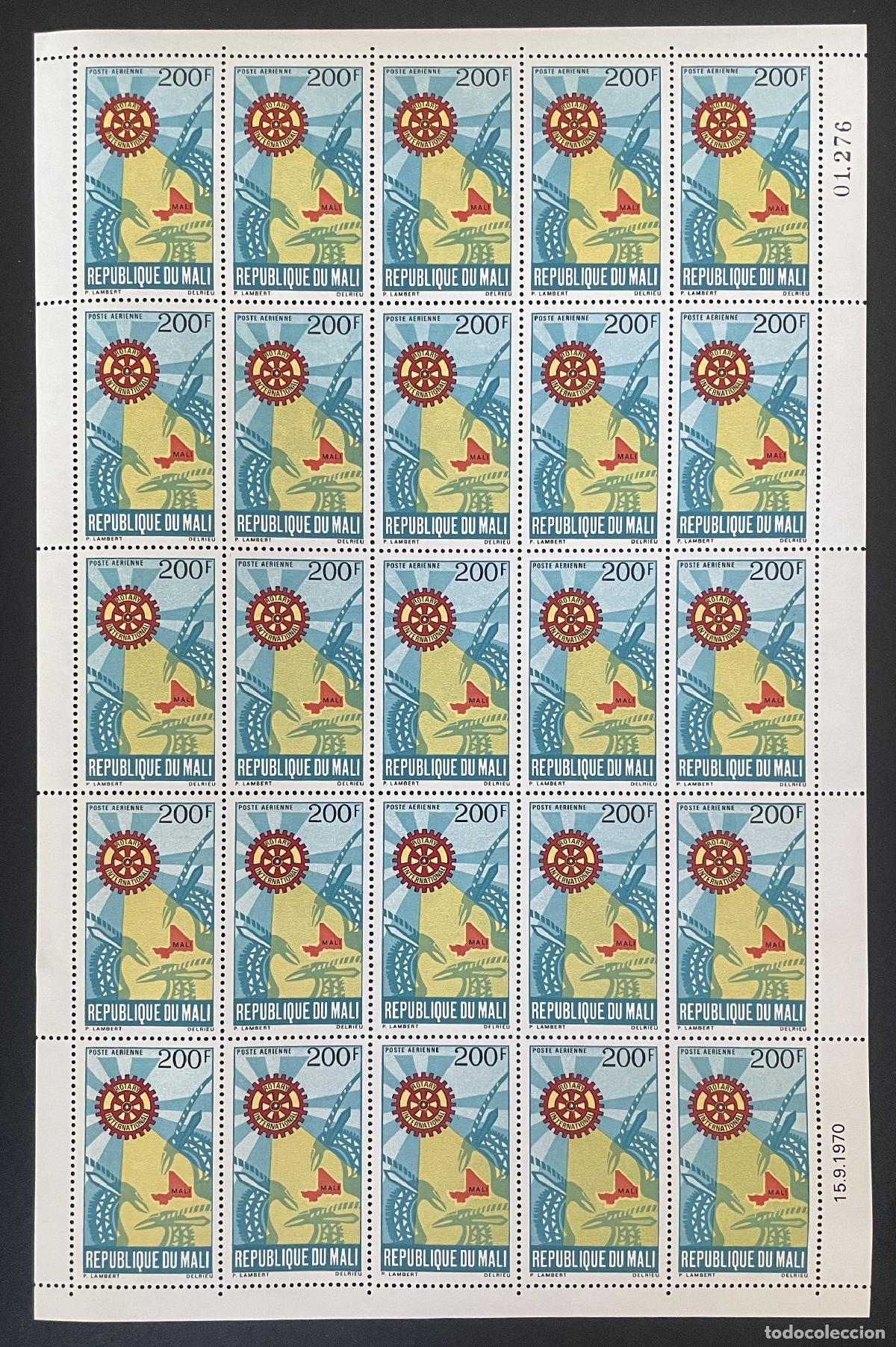 Sellos: Mali 1970 YT PA 103 bloque Rotary International correo a&eacute;reo