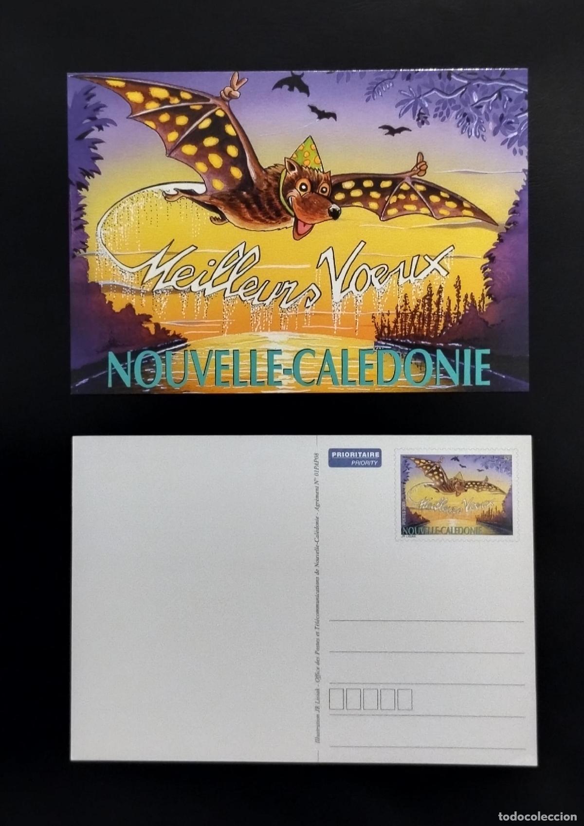 Sellos: Nueva Caledonia postal completa PAP Best Wishes Bat Roussette