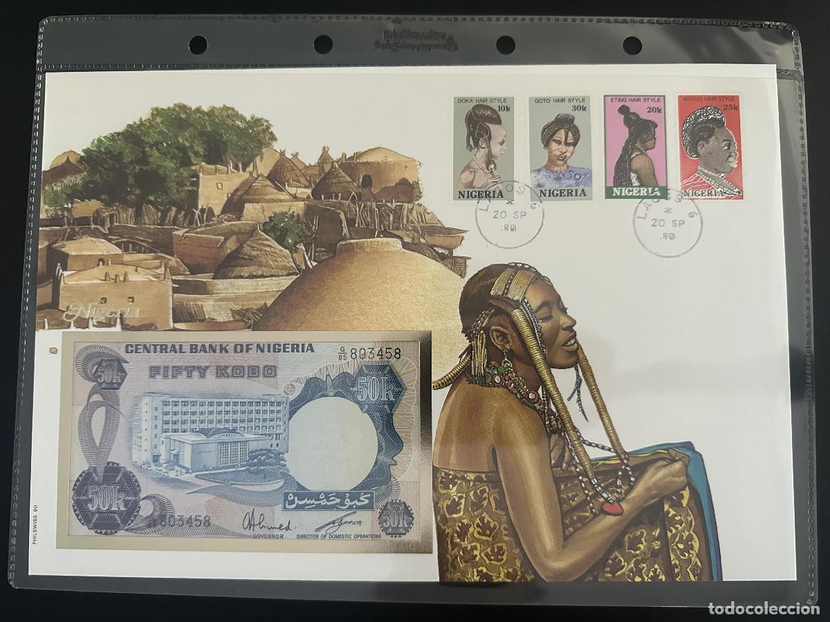 Sellos: Nigeria FDC 1987 peinados tradicionales billete 50 Kobo Lagos
