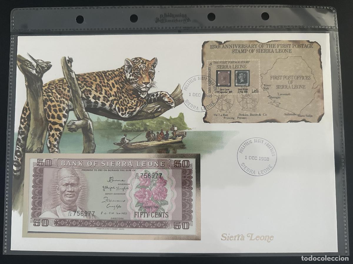 Sellos: Sierra Leona 1988 FDC 125 Aniversario Primer Sello Billete 50 Centavos