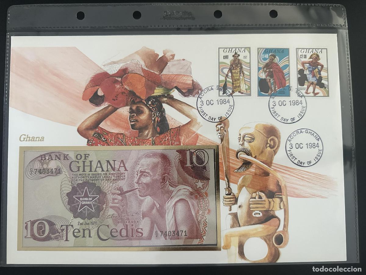 Selos: Ghana FDC Philswiss 1984 Accra danzas billete 10 Cedis 1978
