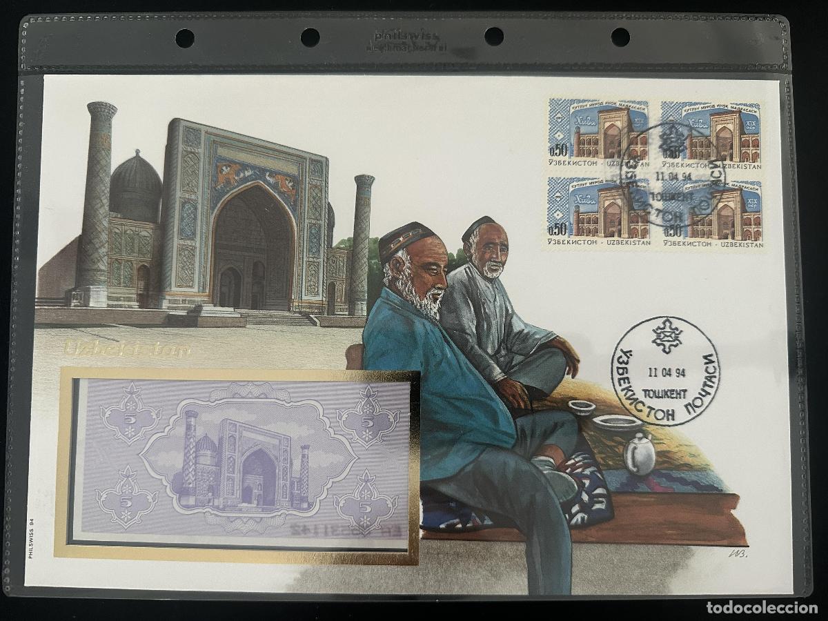 Briefmarken: Uzbekist&aacute;n 1994 Philswiss sobre numism&aacute;tico FDC Taskent