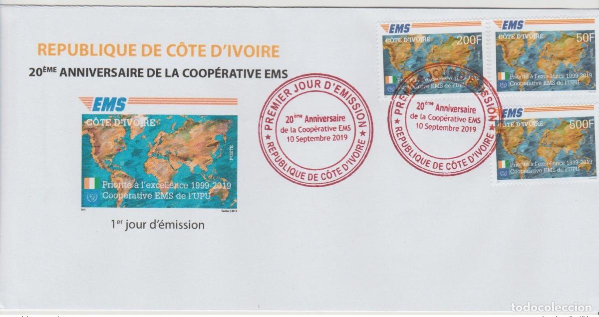 Sellos: Costa de Marfil 2019 FDC 1st day Mi.? Edici&oacute;n conjunta del 20&ordm; aniversario EMS (UPU)