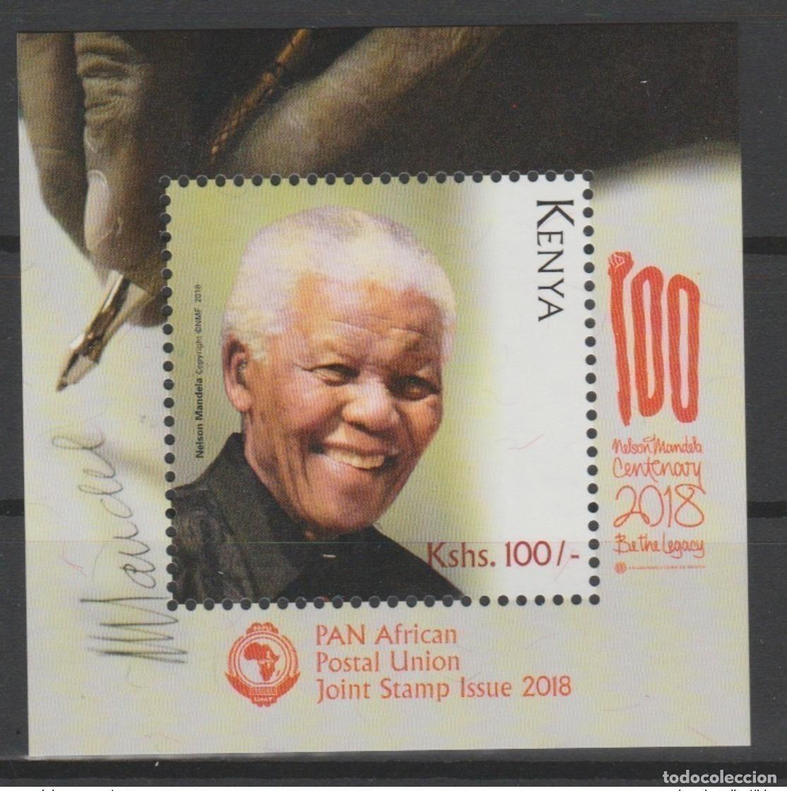Sellos: Kenia 2018 Mi.? Edici&oacute;n conjunta S/S El correo panafricano Nelson Mandela cumple 100 a&ntilde;os