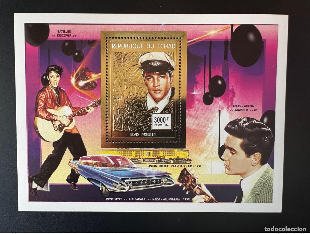 Sellos: Chad 1996 Mi. Bl. 247 A Elvis Presley Gold Car Auto Space Train