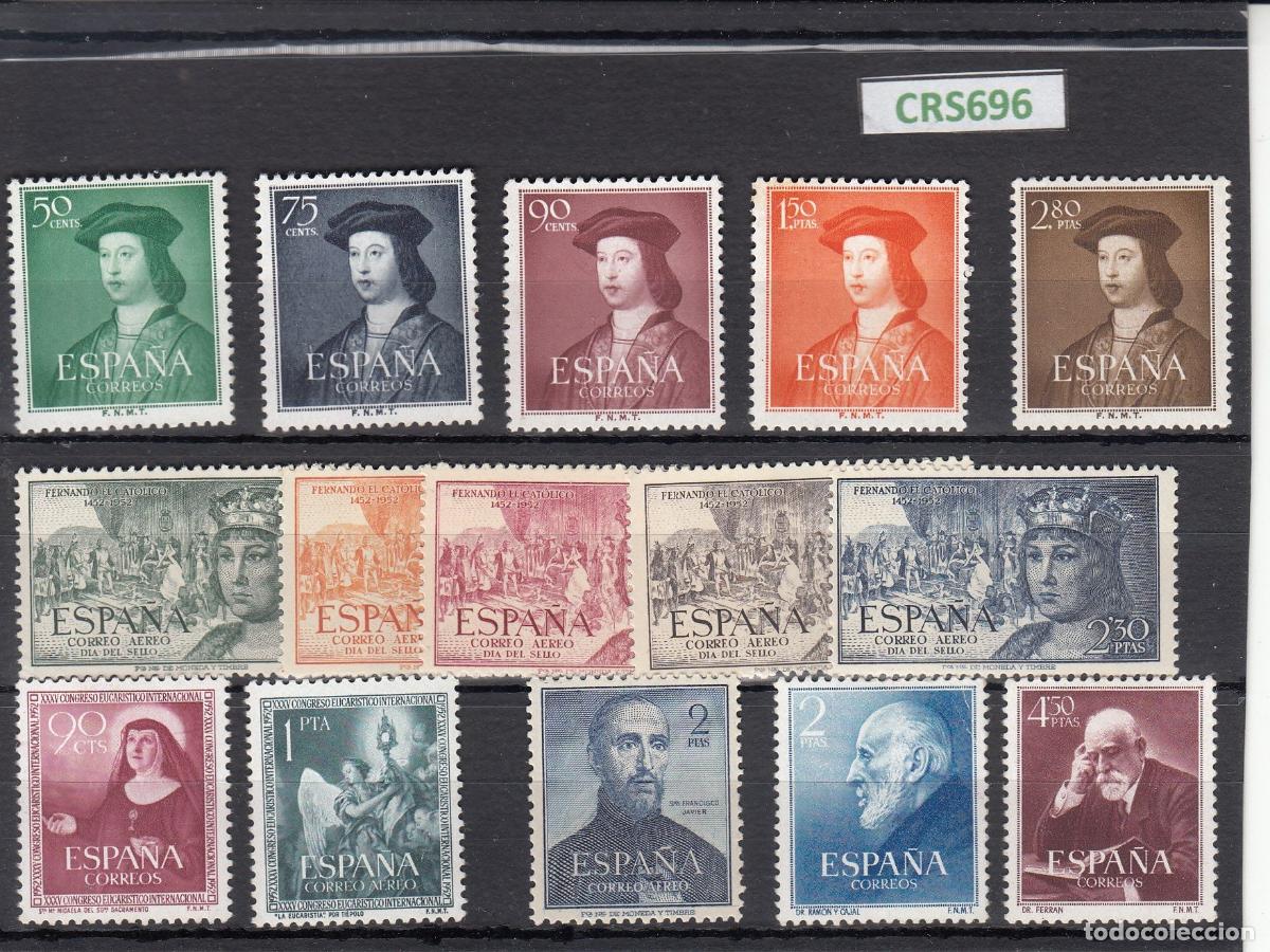 Selos: CRS0696 SELLOS ESPA&Ntilde;A A&Ntilde;O 1952 COMPLETA CON LEVE SE&Ntilde;AL DE CHARNELA
