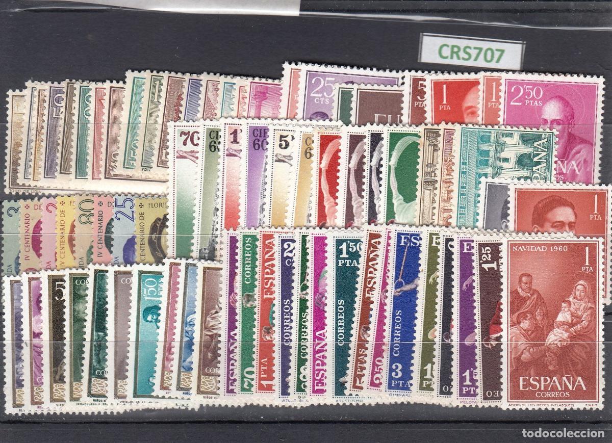 Selos: CRS0707 SELLOS ESPA&Ntilde;A A&Ntilde;O 1960 COMPLETA CON CHARNELA SERIE 1280-9 CON OXIDO