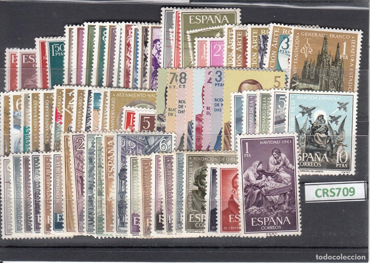 Selos: CRS0709 SELLOS ESPA&Ntilde;A A&Ntilde;O 1961 FALTAN 1340-3 Y 1344-7 CON CHARNELA