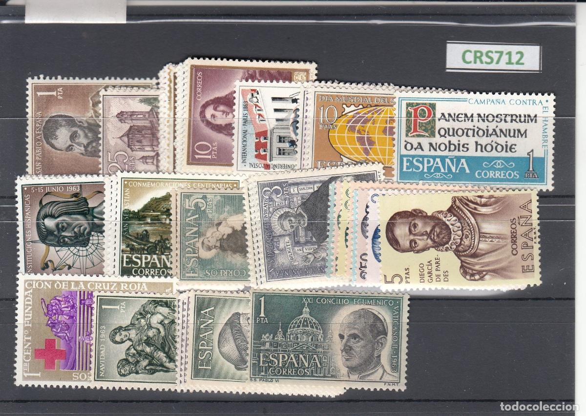 Selos: CRS0712 SELLOS ESPA&Ntilde;A A&Ntilde;O 1963 SIN ESCUDOS DE PROVINCIAS CON CHARNELA