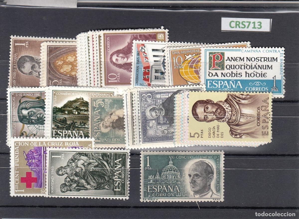 Selos: CRS0713 SELLOS ESPA&Ntilde;A A&Ntilde;O 1963 SIN ESCUDOS FALTAN 1536-9 CON CHARNELA