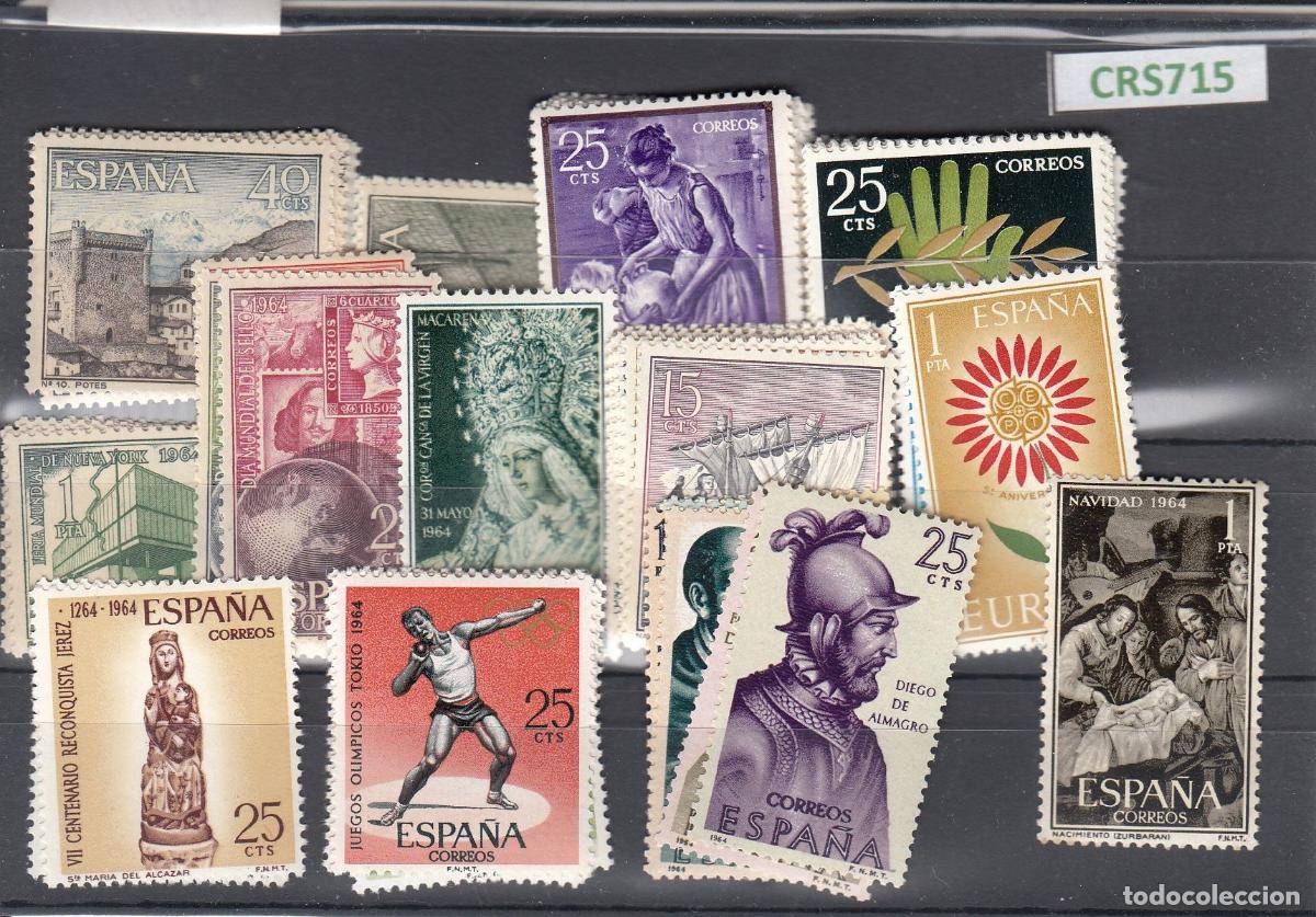 Sellos: CRS0715 SELLOS ESPA&Ntilde;A A&Ntilde;O 1964 SIN ESCUDOS CON CHARNELA