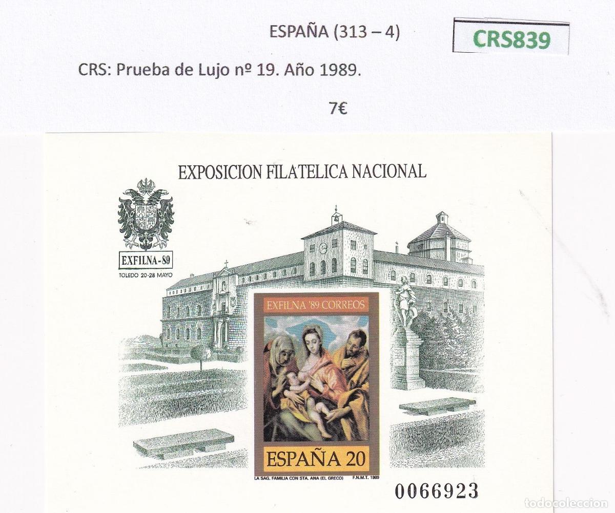 Sellos: CRS0839 SELLOS ESPA&Ntilde;A Prueba de Lujo n&ordm; 19. A&ntilde;o 1989 NUEVOS