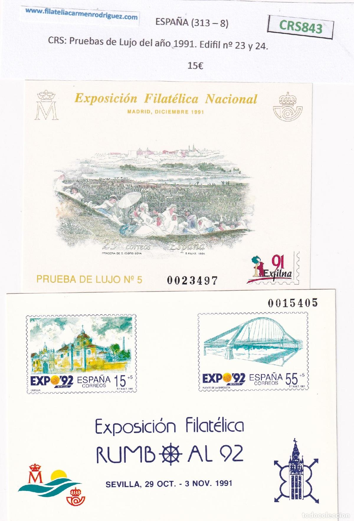 Sellos: CRS0843 SELLOS ESPA&Ntilde;A Pruebas de Lujo del a&ntilde;o 1991. Edifil n&ordm; 23 y 24 NUEVOS