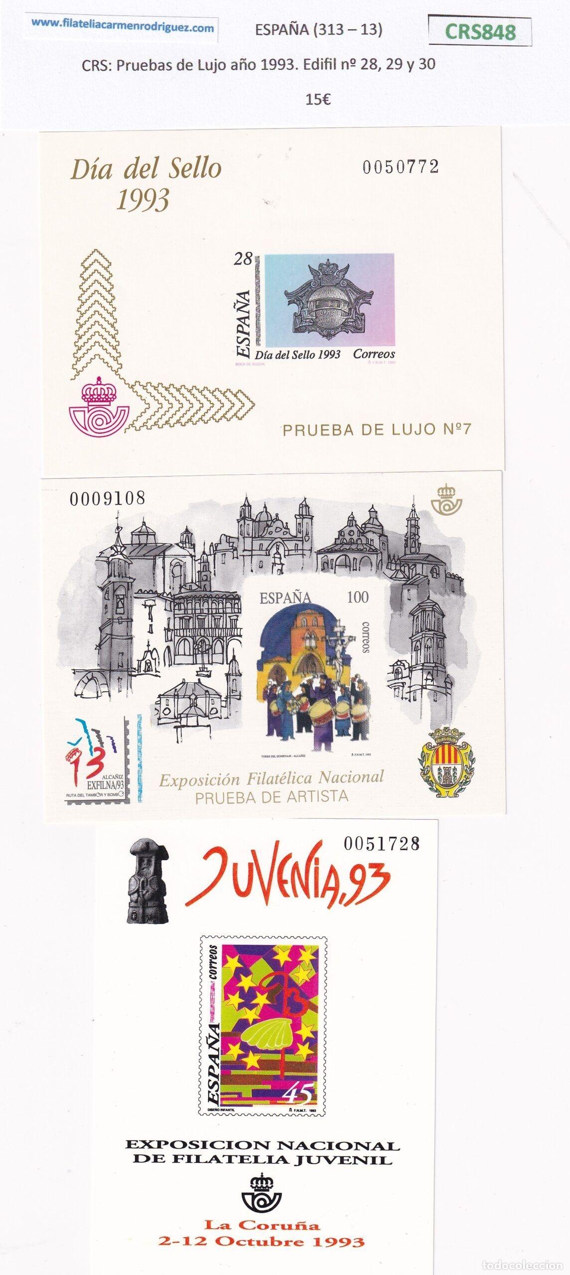 Sellos: CRS0848 SELLOS ESPA&Ntilde;A Pruebas de Lujo a&ntilde;o 1993. Edifil n&ordm; 28, 29 y 30 NUEVOS