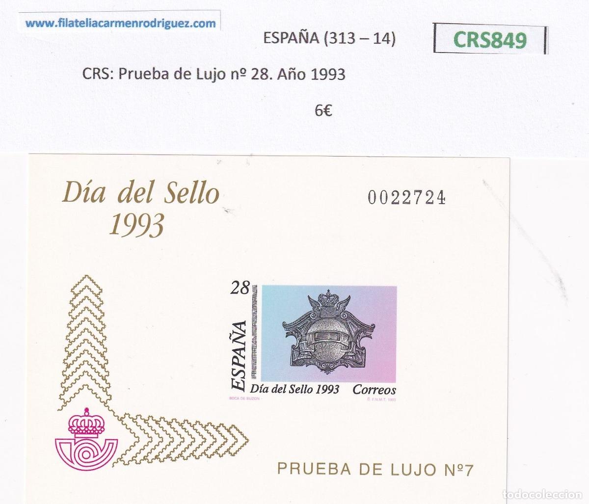 Sellos: CRS0849 SELLOS ESPA&Ntilde;A Prueba de Lujo n&ordm; 28. A&ntilde;o 1993 NUEVOS