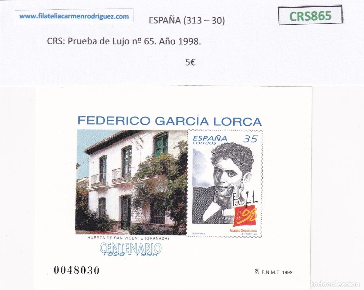 Sellos: CRS0865 SELLO ESPA&Ntilde;A Prueba de Lujo n&ordm; 65. A&ntilde;o 1998.