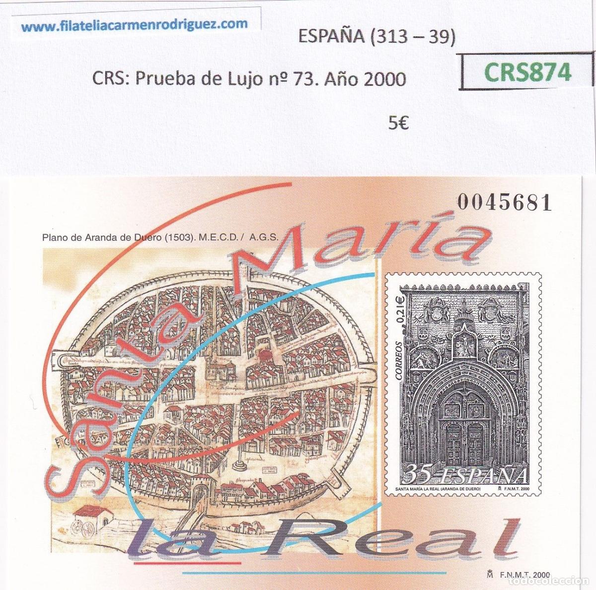 Sellos: CRS0874 SELLO ESPA&Ntilde;A Prueba de Lujo n&ordm; 73. A&ntilde;o 2000