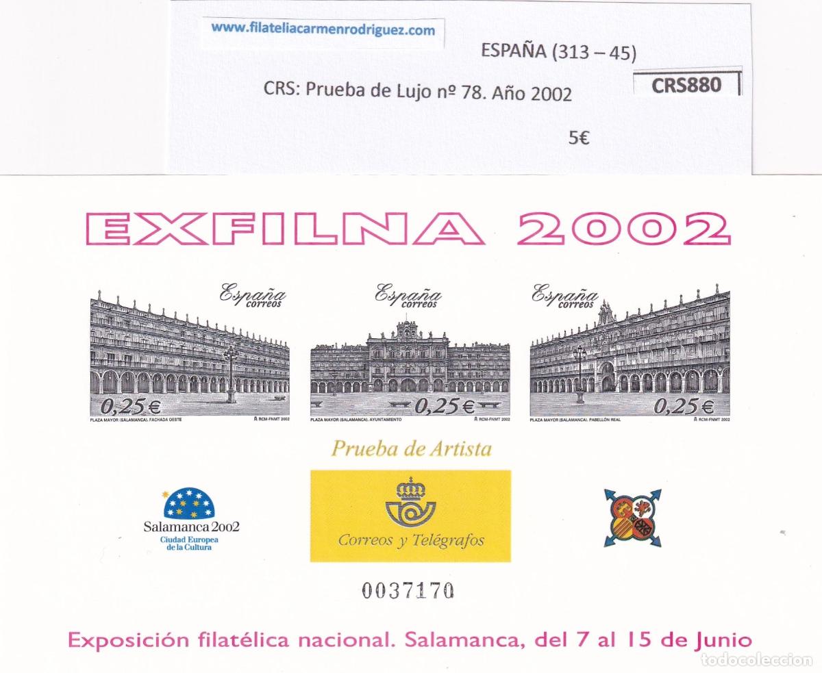 Francobolli: CRS0880 SELLO ESPA&Ntilde;A Prueba de Lujo n&ordm; 78. A&ntilde;o 2002