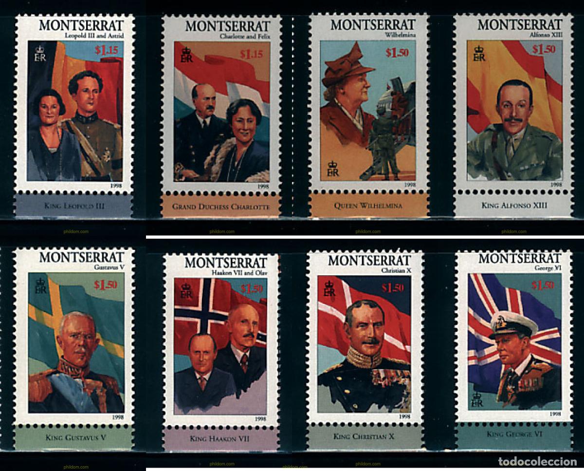 Sellos: 93759 MNH MONTSERRAT 1998 REYES Y REINAS DEL SIGLO XX