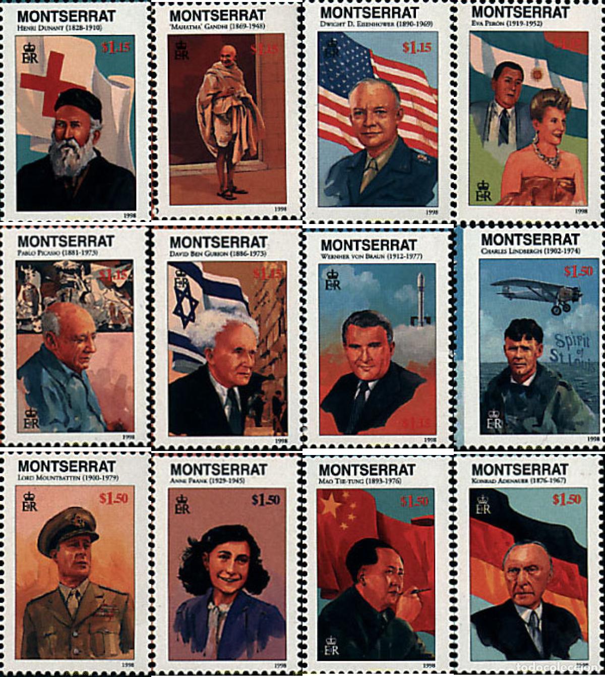 Sellos: 93754 MNH MONTSERRAT 1998 PERSONALIDADES DEL SIGLO XX