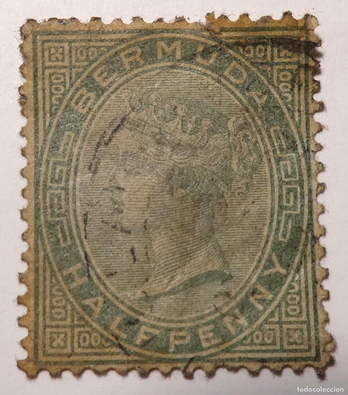 Sellos: Sello postal de la Colonia Inglesa de Barbados medio penique (&rdquo;Halfpenny&rdquo;) 1882, Reina Victoria