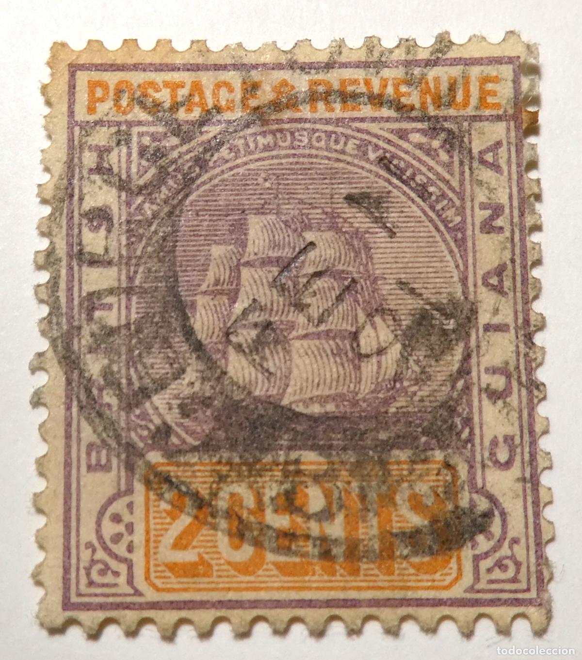 Sellos: Sello postal de Guayana Brit&aacute;nica, 20 c&eacute;ntimos de 1889