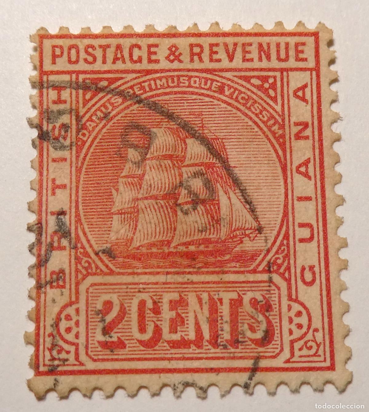 Sellos: Sello postal de Guayana Brit&aacute;nica, 2 centavos de 1905