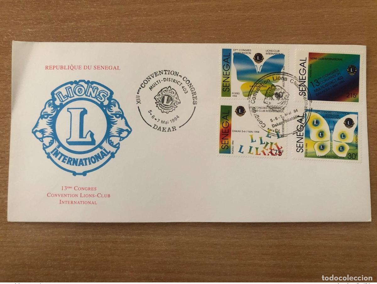 Sellos: Senegal 1994 FDC Mi. 1314 1317 13&deg; Congreso Internacional del Club de Leones Mariposa