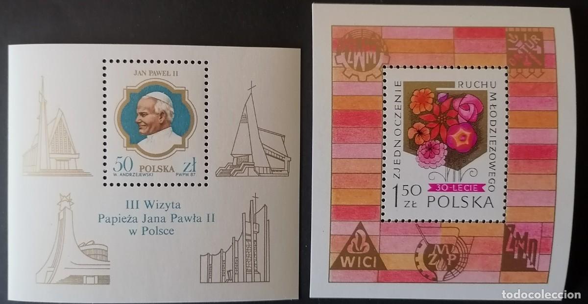 Sellos: POLONIA 1978 / 87 - 2 HB JAN PABLO II / FLORA .