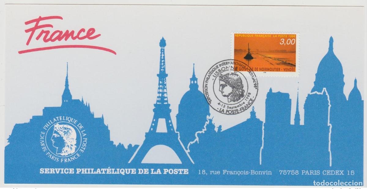 Sellos: 158 Mapa oficial de la Exposici&oacute;n Lisboa 1998 Francia FDC Isla Noirmoutier