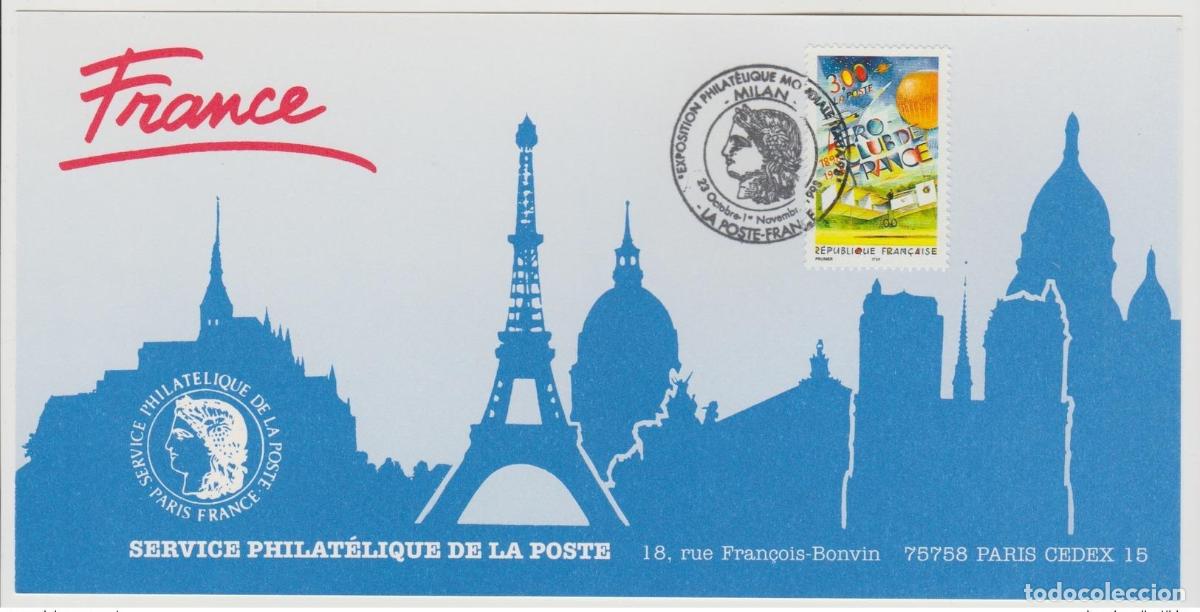 Sellos: 160 Mapa oficial de la exposici&oacute;n Mil&aacute;n 1998 Francia FDC A&eacute;roclub Avion avi&oacute;n