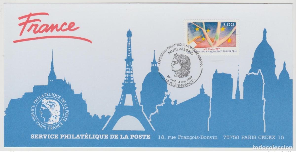 Sellos: 163 Mapa oficial de la Exposici&oacute;n N&uacute;remberg 1999 Francia FDC Parlamento Europeo