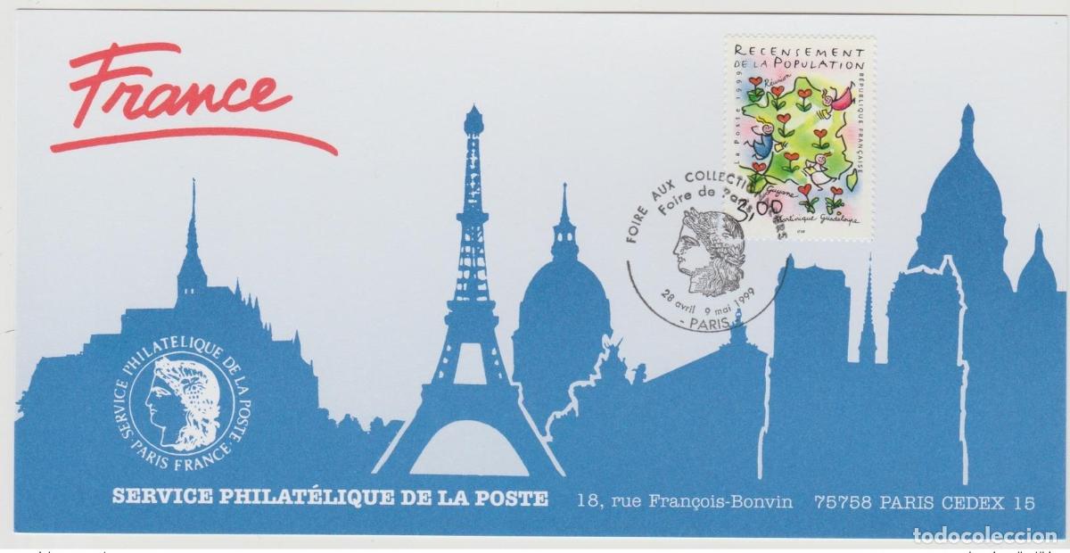 Sellos: 164 Mapa oficial de la Feria Exposiciones Par&iacute;s 1999 Francia del censo FDC