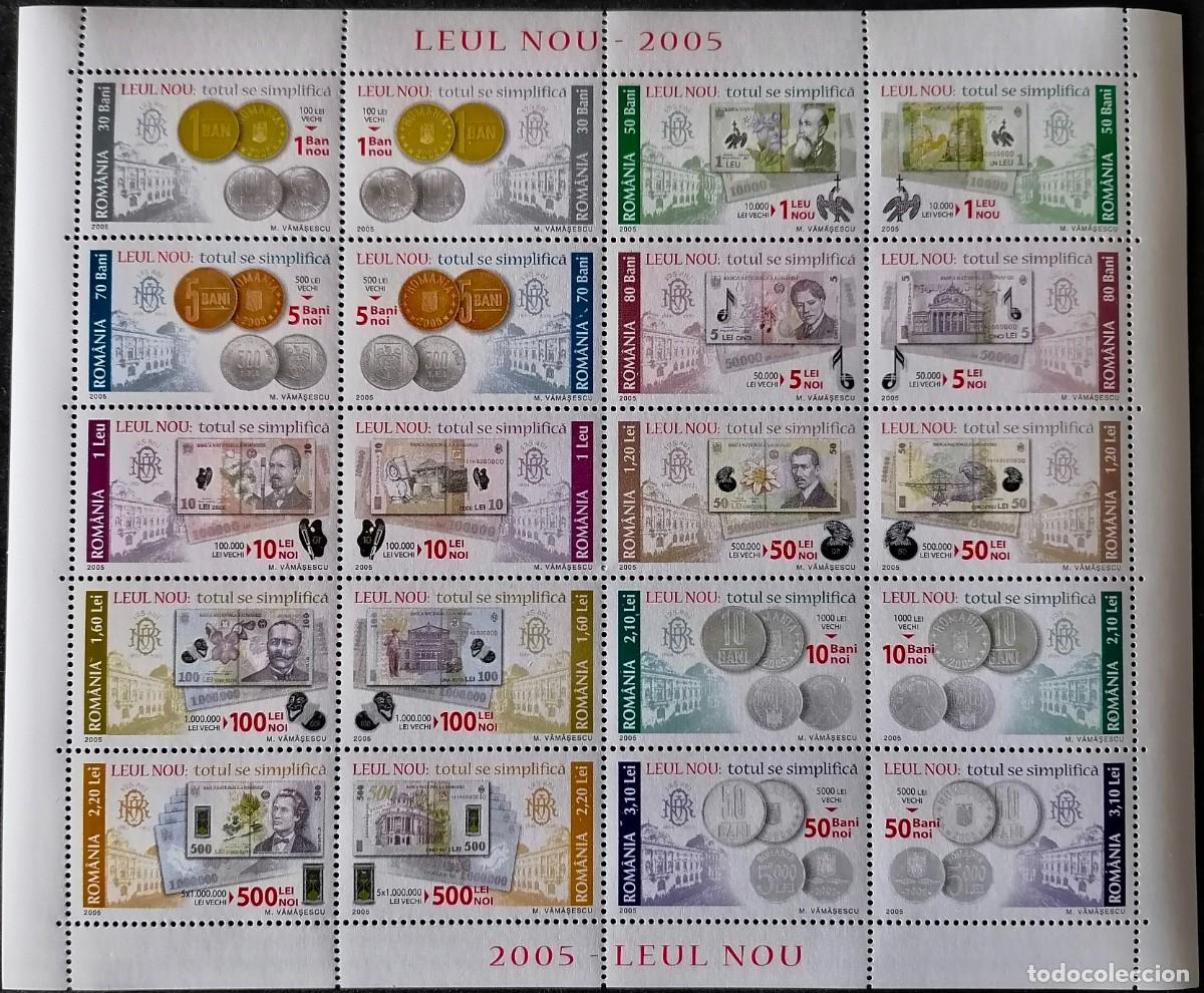 Sellos: RUMANIA 2005 -HB NUEVO LEU / MONEDAS I BILLETES .