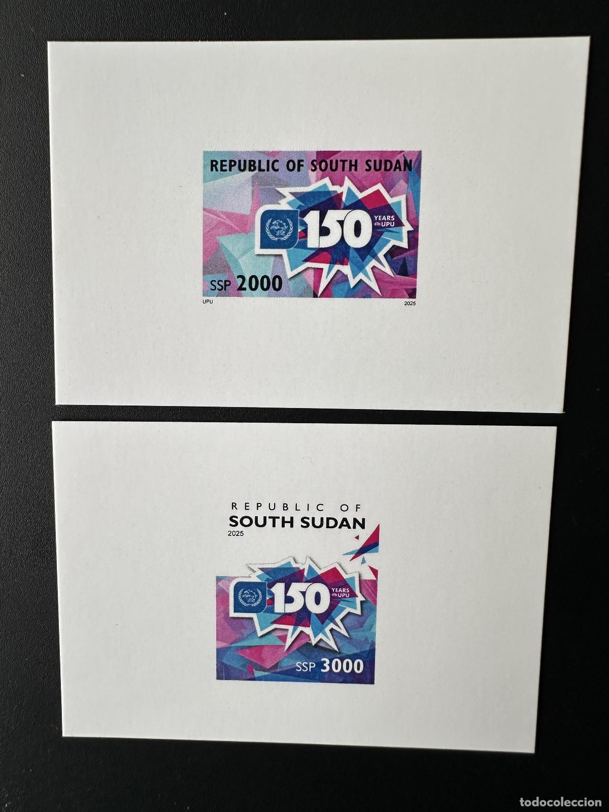 Sellos: Sud&aacute;n del Sur 2025 prueba lujo 150 a&ntilde;os UPU Uni&oacute;n Postal Universal 2v