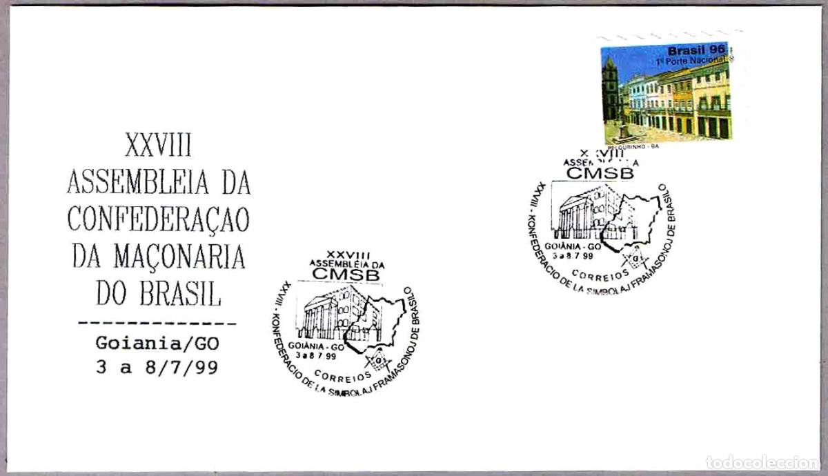 Sellos: Matasellos MASONERIA - ASAMBLEA CONFEDERACION MASONICA DE BRASIL. Goiania, Brasil, 1999