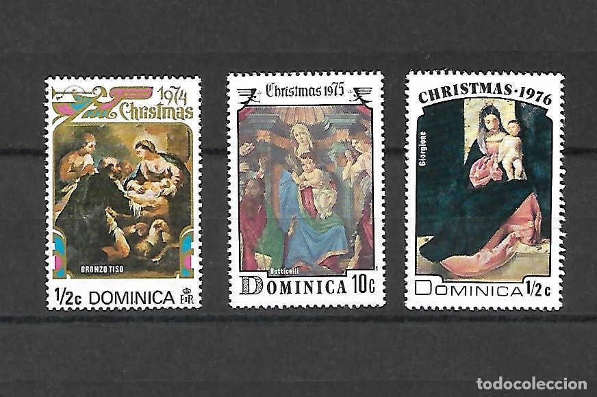 Sellos: lote 3 sellos de NAVIDAD de DOMINICA, sellos a&ntilde;os 1974/76