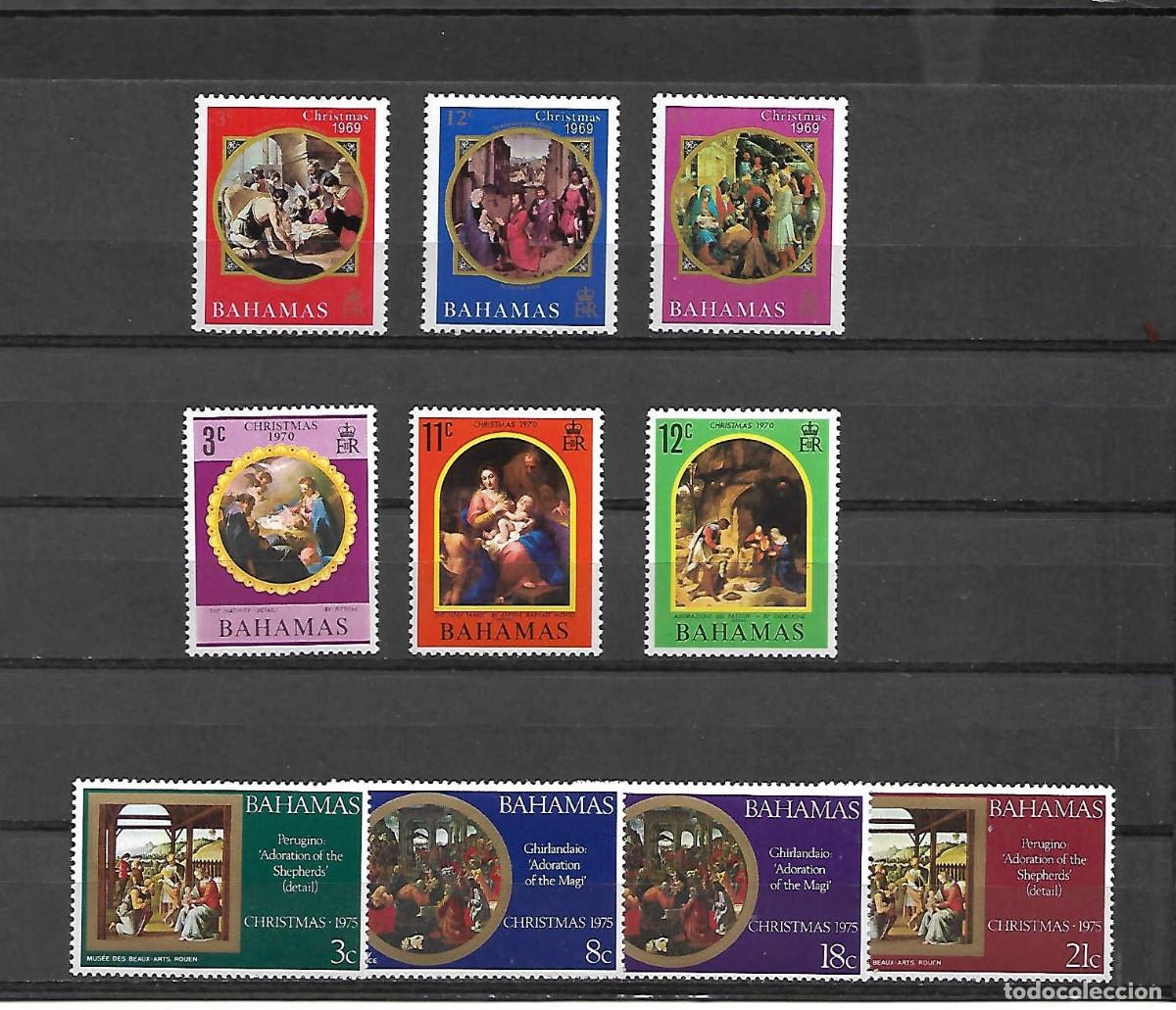 Sellos: lote 10 sellos de NAVIDAD de Bahamas, sellos a&ntilde;os 1969/75