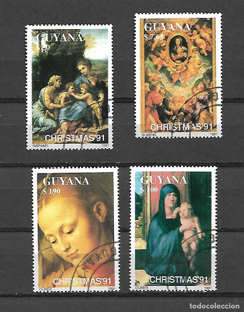 Sellos: lote 4 sellos de NAVIDAD de Guyana, sellos a&ntilde;o 1991