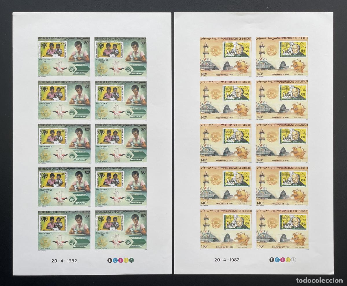 Briefmarken: Yibuti 1982 YT PA 166-167 ND tabl&oacute;n Philexfrance Rowland Hill ni&ntilde;o UPU