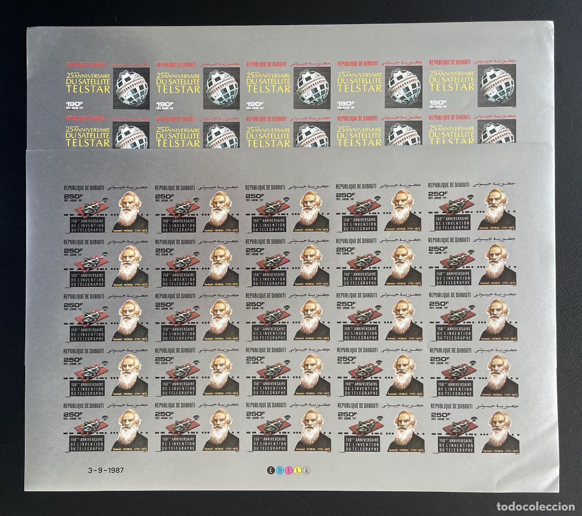 Briefmarken: Yibuti 1987 YT PA 237-238 ND tabl&oacute;n Telstar Morse tel&eacute;grafo