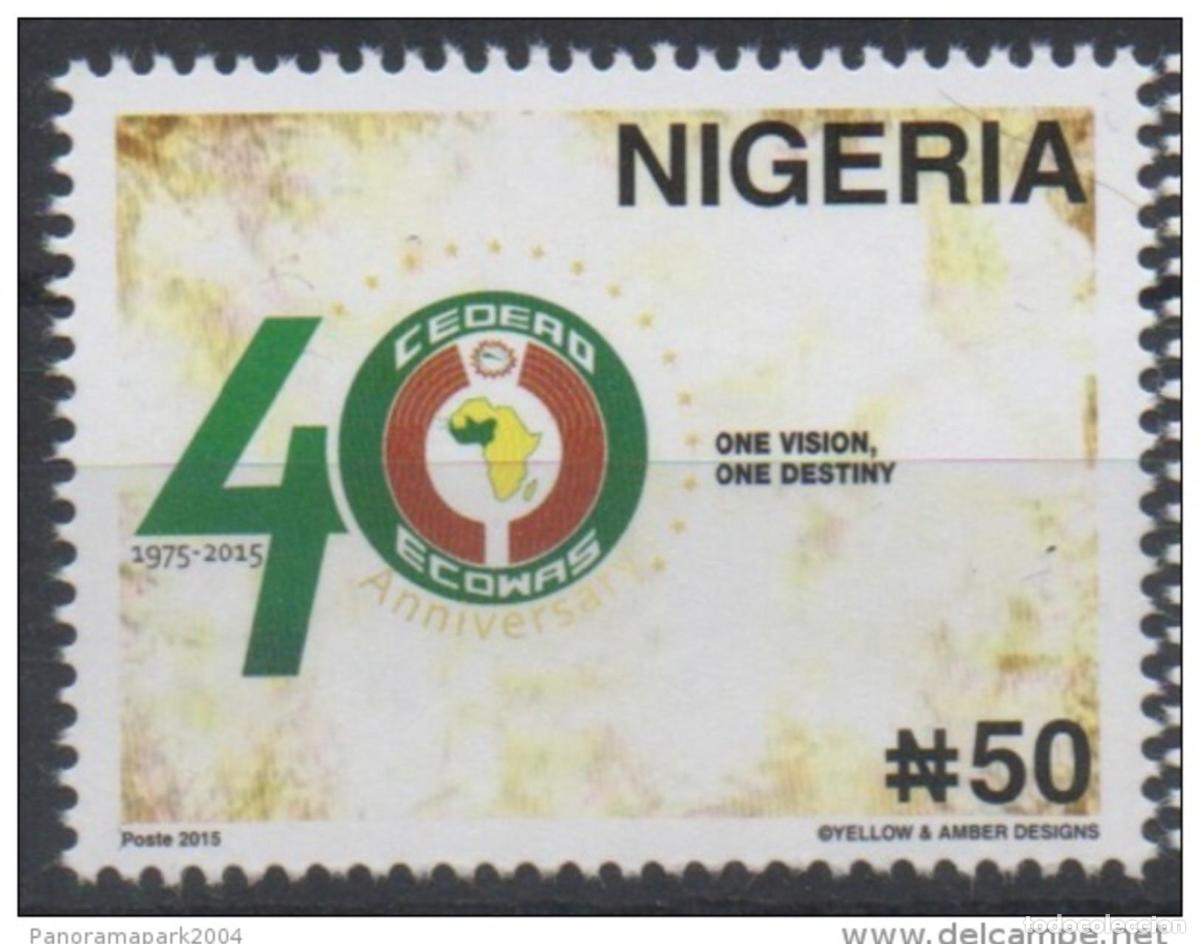 Sellos: Nigeria 2015 Emisi&oacute;n conjunta CEDEAO 40 a&ntilde;os