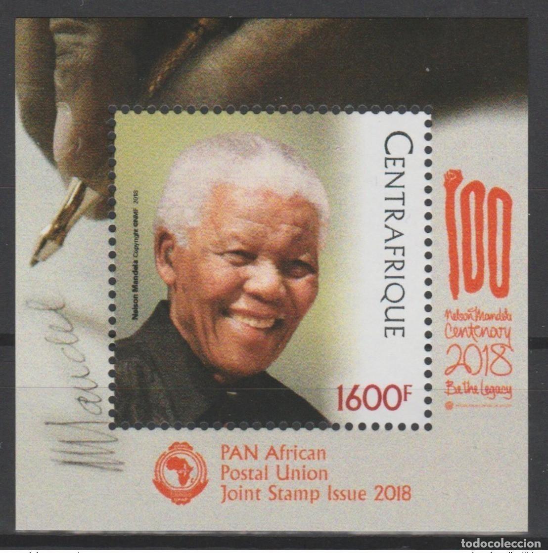 Sellos: Rep&uacute;blica Centroafricana 2018 Mi.? Edici&oacute;n conjunta S/S 100 a&ntilde;os de Nelson Mandela panafricano