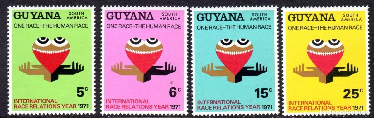 Sellos: GUYANA 1971 SERIE 4 STAMPS MNH A&Ntilde;O DE LAS RELACIONES RACIALES INTERNACIONALES IGUALDAD RACIAL