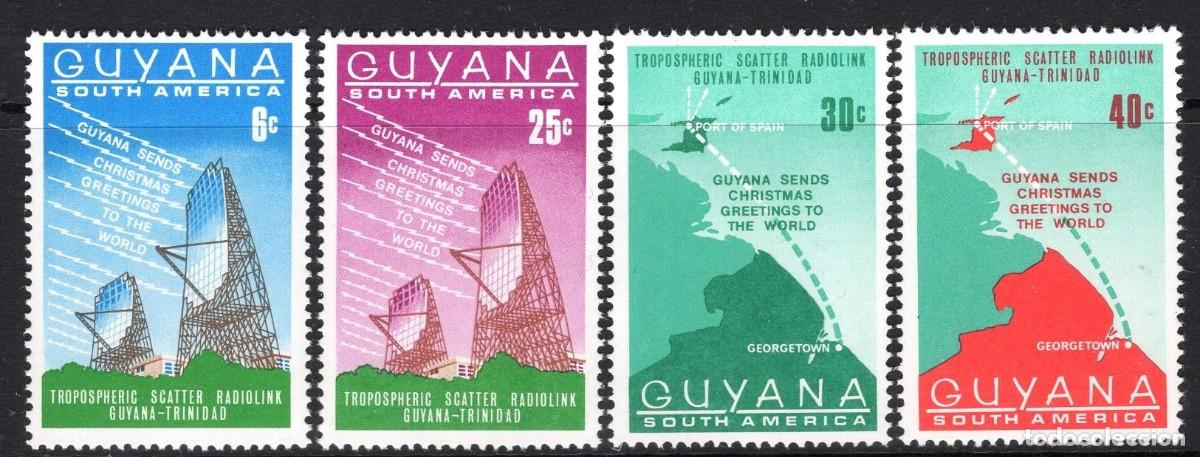 Sellos: GUYANA 1968 SERIE 4 STAMPS MNH NAVIDAD CHRISTMAS SISTEMA DE COMUNICACIONES RADIOENLACE CON TRINIDAD