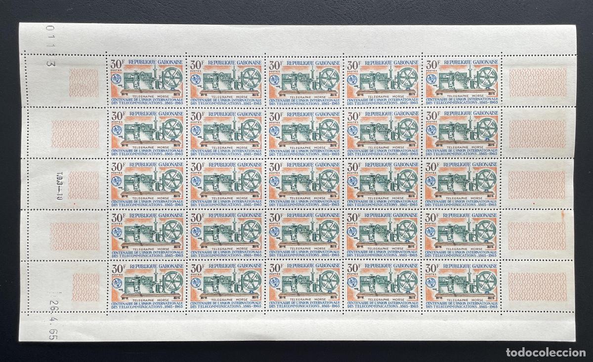 Briefmarken: Gab&oacute;n 1965 YT 179 bloque tel&eacute;grafo Morse UIT telecomunicaciones